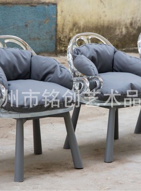 热销进口透明树脂大型简约艺术抽象雕塑装饰水晶玻璃摆件落地工艺