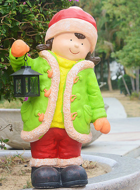 热销花园庭院装饰品装饰品小孩摆件家居阳台提灯景观制作萌娃工艺