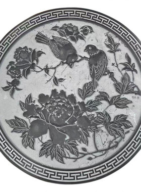 石雕窗花浮雕青石梅兰竹菊福字镂空墙面方形地雕广场仿古圆形壁画