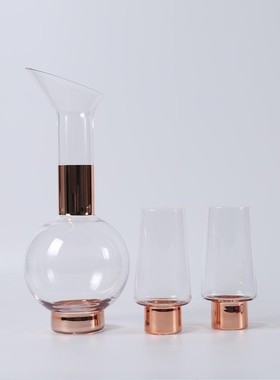 热销简约现代斜嘴吧台玻璃酒杯样板房间家居酒具酒柜醒酒器餐桌面