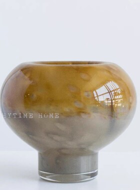 新中式东方高品质花瓶棕渐变艺术手工琉璃灰 插花摆件批发