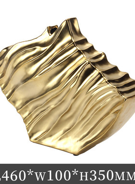 轻奢皱褶摆设摆件设计师艺术饰品样板间客厅花瓶托盘组合套装花器