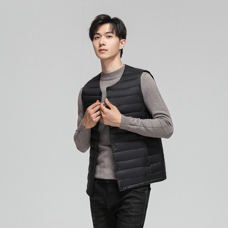 2024冬新款男圆领羽绒马甲轻薄内穿马夹短款大码保暖无领坎肩,淘宝优惠券,粉丝福利购,淘宝优惠卷