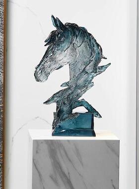 透明马头抽象艺术工艺品电视柜酒柜软装饰品摆件办公室样板房摆设