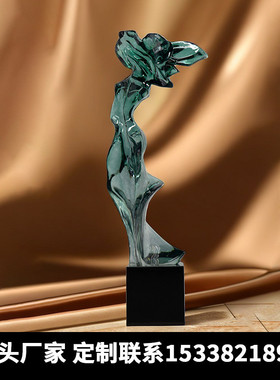 热销新中式摆设树脂假山石摆件家居软装饰品客厅茶几书桌透明马头