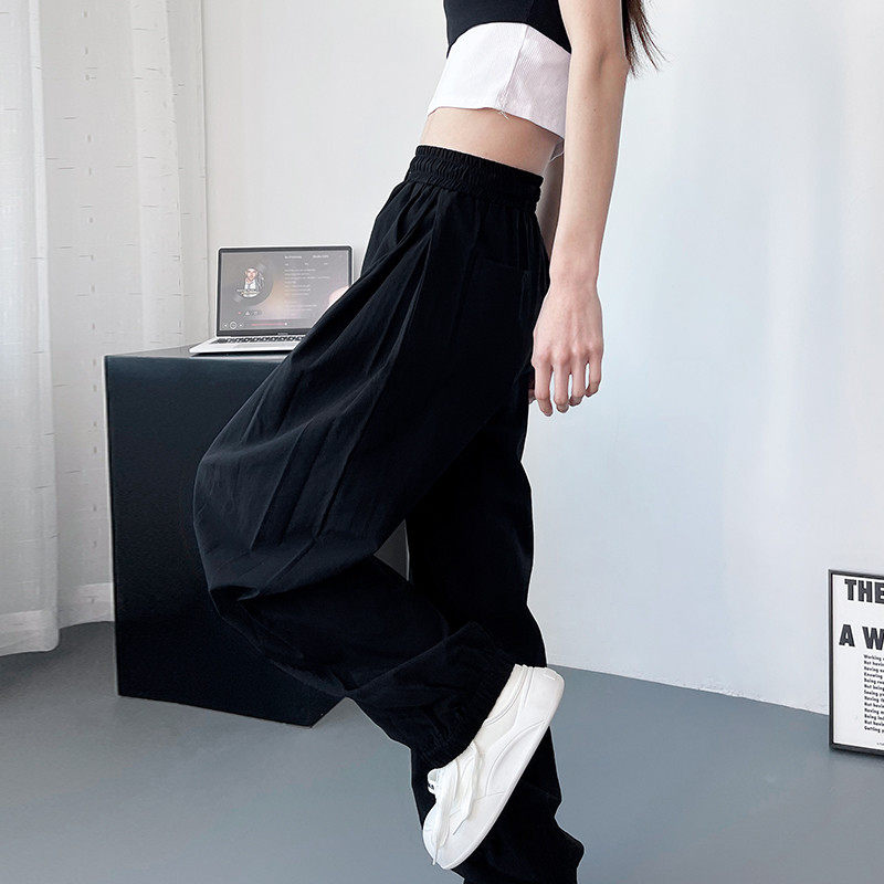 大码胖mm宽松阔腿裤女夏季显瘦抽绳垂感冰丝裤,淘宝优惠券,粉丝福利购,淘宝优惠卷
