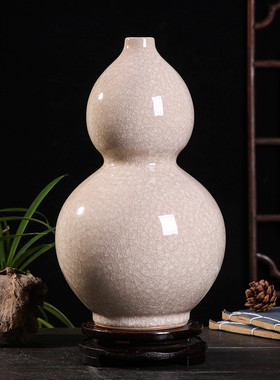 裂釉玉瓶陶瓷花瓶赏冰片景德镇瓷器家居工艺品装饰中式电视柜摆件