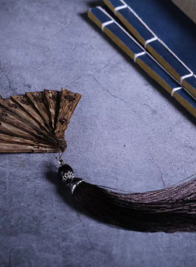 沉香汽车挂扇折扇中国民族风装饰小挂件工艺品车饰