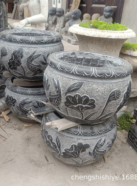热销安徽石缸生产厂家加工石槽尺寸石雕荷花石缸各种仿古花盆鱼缸