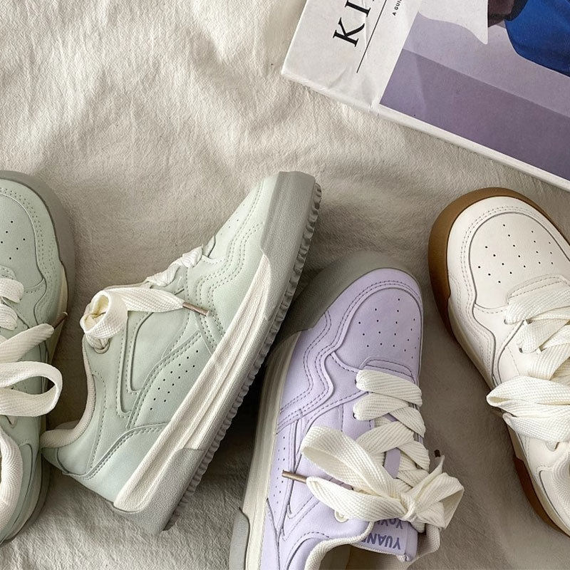 小众设计薄荷绿板鞋女2025新款春季百搭厚底德训鞋平底休闲运动鞋,淘宝优惠券,粉丝福利购,淘宝优惠卷