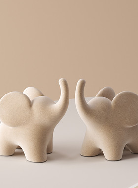 原木风装饰大象摆件高级感客厅入户玄关酒柜艺术居饰档