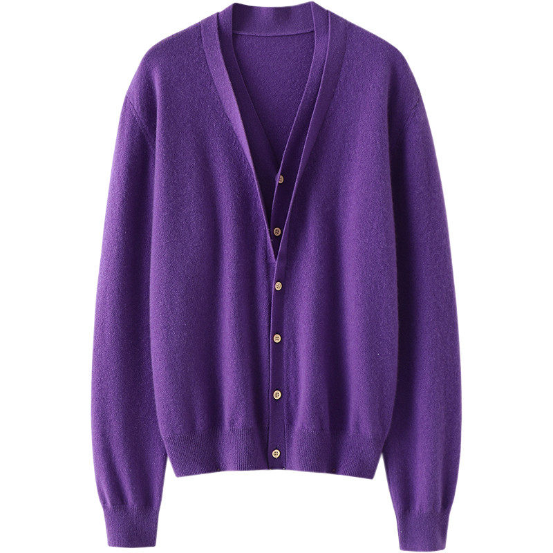 斯文优雅~假两件双V领开衫女纯毛衣开衫宽松秋冬,淘宝优惠券,粉丝福利购,淘宝优惠卷