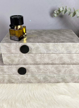 热销新中式衣帽间首饰盒卧室拼色收纳整理皮革盒子软装饰品盒子摆