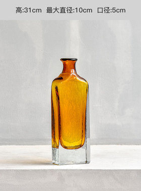 桌面轩美式彩色透明花瓶水培玻璃插花器客厅碧干花创意田园摆件