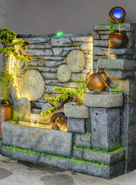 热销田园假山流水装饰摆件水幕屏风阳台墙喷泉客厅酒店花园庭院水