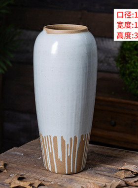 景德镇陶瓷花瓶摆件客厅插花落地感种花盆大中式陶罐装饰复古