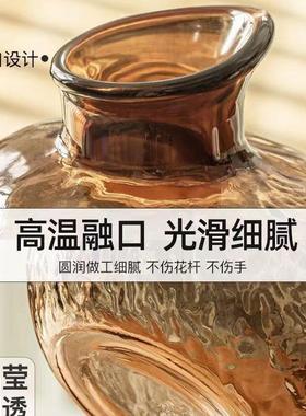 热销轻奢专用花瓶摆件客厅插花水培水养高级感吊钟玄关玻璃花瓶