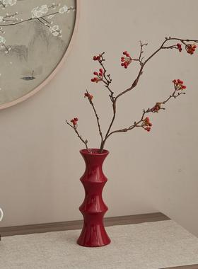 新中式节节高升竹节陶瓷花瓶办公室摆件高端大气上档次轻奢高级感