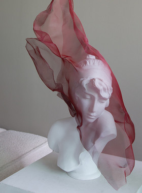 蓝色金属面纱女孩白色雕塑人物雕像客厅艺术摆件高级家居软装饰品