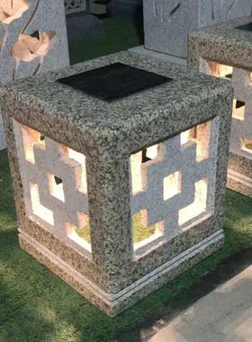 热销青石仿古太阳能石灯 庭院灯照明石灯笼庭院园林地灯做旧石雕