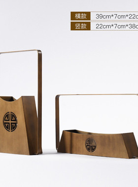 新中式金属花瓶玄关禅意花器摆件别墅酒店博古架中式软装家居饰品