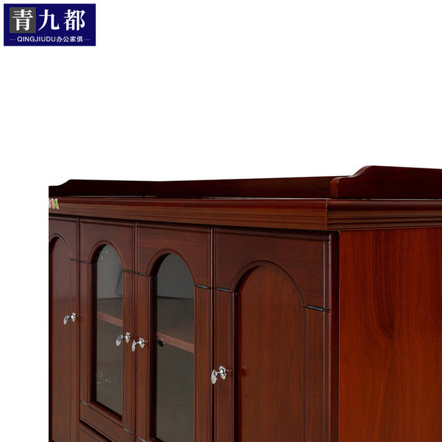 Tea cabinet storage cabinet office side cabinet Chinese paint sticker solid wood veneer office cabinet