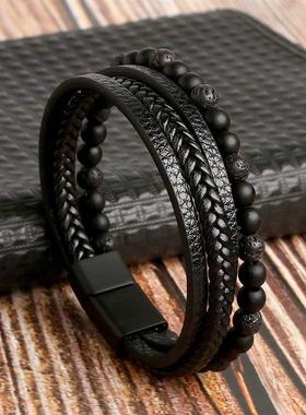 High Quality Leather Bracelet Men Classic Fashion Tiger Eye