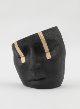 创意北欧ins风抽象描金人脸陶瓷花瓶插花餐桌客厅家居样板间摆件