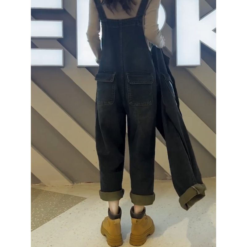 梨形身材大码牛仔背带女2024秋季新款宽松显瘦八分裤,淘宝优惠券,粉丝福利购,淘宝优惠卷