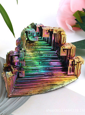 热销铋矿摆件不规则结晶铋晶体形状稀有金属彩虹矿工艺摆件