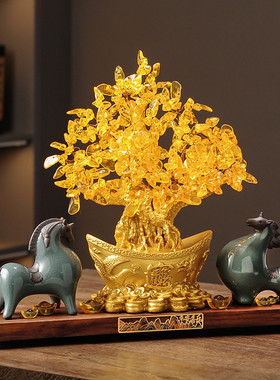 招财进宝唐马摆件发财树办公室玄关开业礼物前台酒柜装饰乔迁礼品