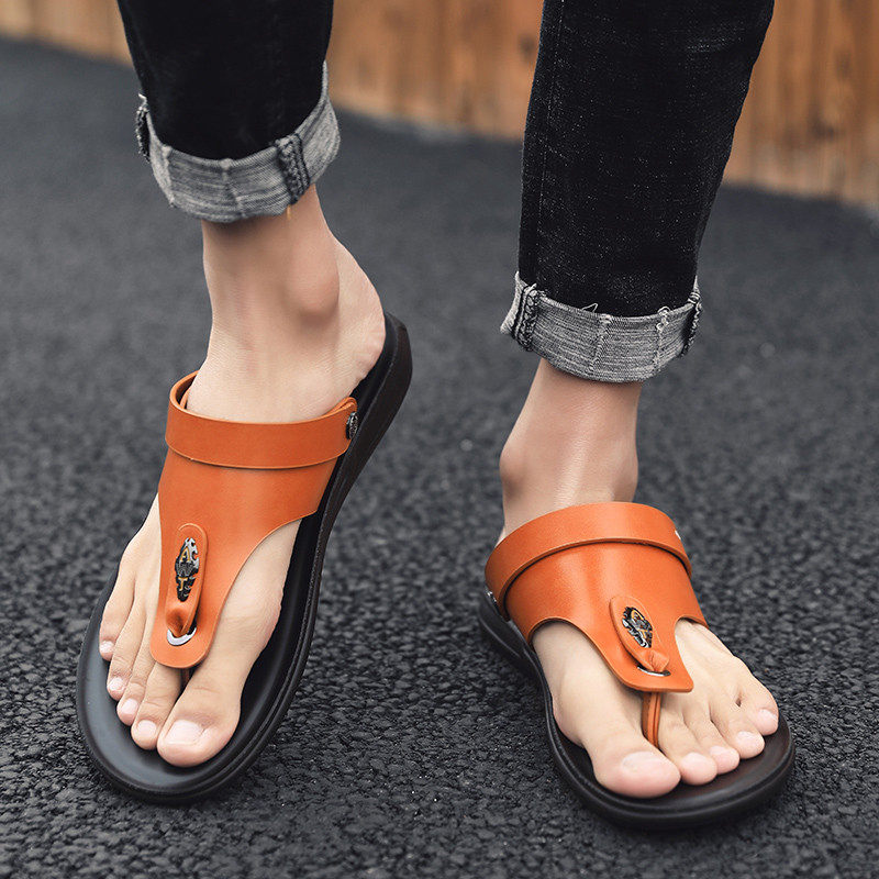 2025新款凉鞋男皮沙滩鞋男士人字拖鞋男夏季休闲外穿开车拖鞋男潮,淘宝优惠券,粉丝福利购,淘宝优惠卷