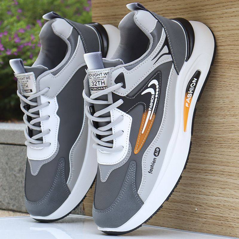 男春季新款皮面防水运动鞋潮流百搭休闲老爹鞋软底防滑跑步鞋,淘宝优惠券,粉丝福利购,淘宝优惠卷