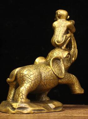 纯铜封侯拜相摆件象上封侯铜猴子大象家居客厅装饰工艺品摆件