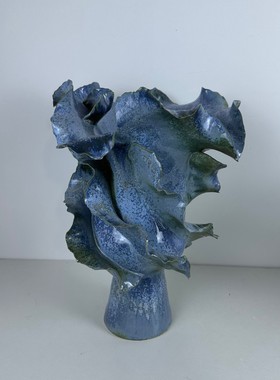 热销中古风陶瓷花瓶民宿茶室艺术异形展厅售楼部摆设双耳花器高档