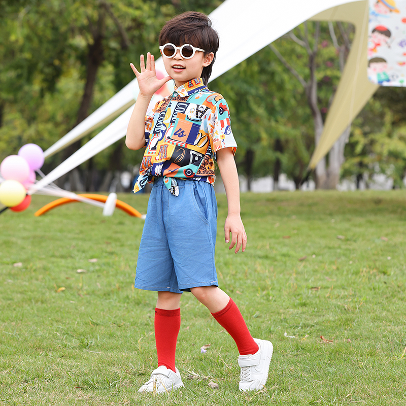 六一儿童幼儿园港风演出舞蹈啦啦队操班服复古花衬衫小学生运动会 - 图2