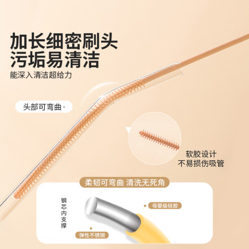 摩登主妇硅胶吸管刷加长清洗缝隙刷婴儿奶瓶杯子杯盖专用清洁刷子 - 图1