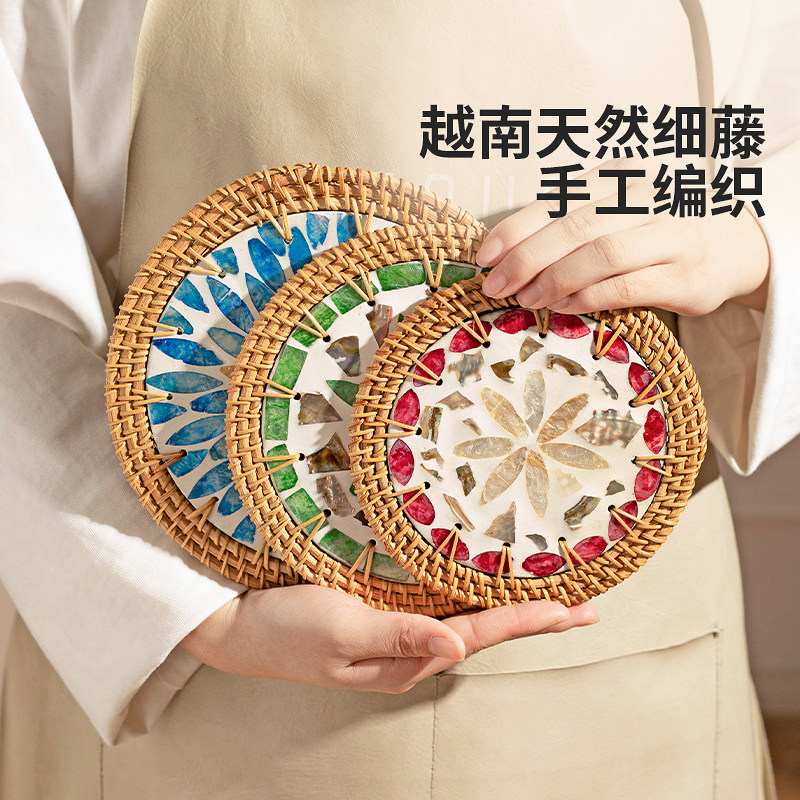摩登主妇贝壳隔热垫餐桌防烫垫藤编砂锅垫茶杯垫耐高温碗垫餐盘垫,淘宝优惠券,粉丝福利购,淘宝优惠卷
