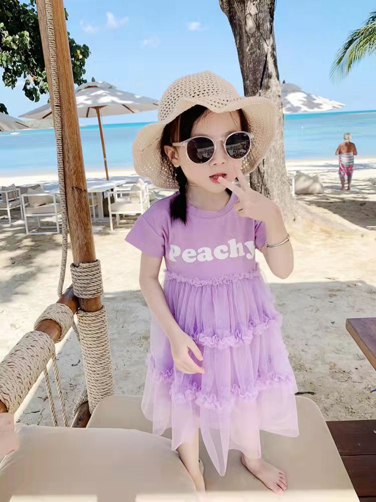 夏季女童短袖T恤连衣裙公主蓬蓬裙宝宝沙滩裙子休闲时尚连衣裙潮