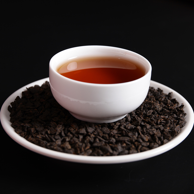 糯米香普洱茶茶化石碎银子黑珍珠普洱茶熟茶瓷罐礼盒装200g*2罐-图2