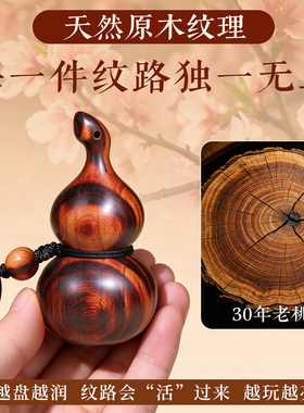 雷击木葫芦嵌银北斗七星手把件挂