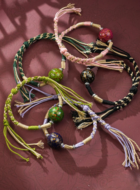 大漆编制手链diy配件手工编织手绳项链文玩佛珠手串配饰品