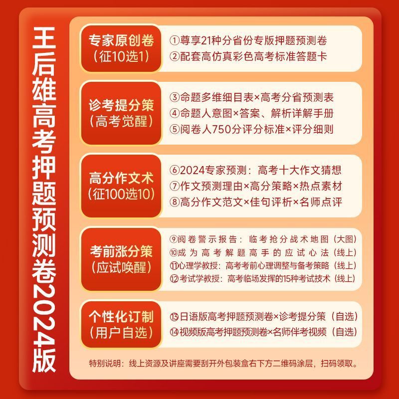 官方正版 王后雄高考押题卷2024年新版预测卷全国卷文理科语数英物化生政史地试卷高三提分冲刺新高考真题必刷卷密卷考前一卷 - 图3