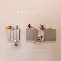 diy cartoon Mitch high flying switch patch wall stickup socket panel visual talkback doorbell shelter adornment swing piece