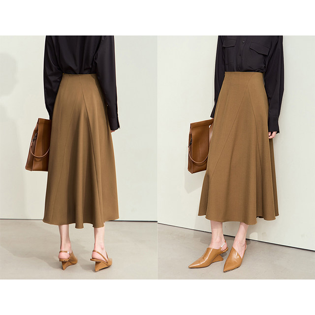 Amii2025 new summer style elegant Hepburn style advanced commuting geometric segmented skirt women's loose A-line skirt