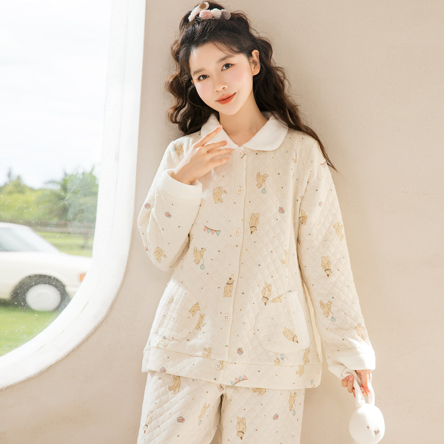 家时光月子服孕妇哺乳睡衣产后空气棉喂奶冬季外穿保暖产妇家居服,淘宝优惠券,粉丝福利购,淘宝优惠卷