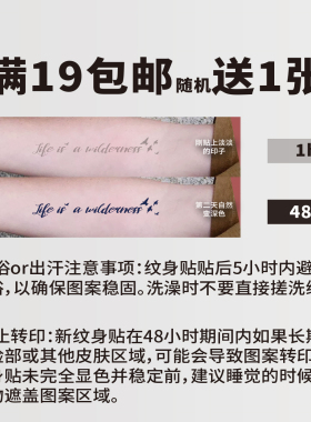 想自由 黑色小猫迷你草本纹身贴音乐遮盖遮瑕高级感防水买一送一
