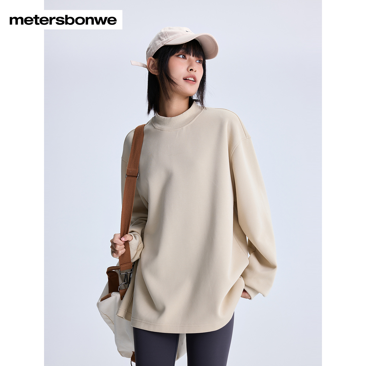 美特斯邦威小高领套头卫衣男女同款2024秋季新款简约纯色上衣