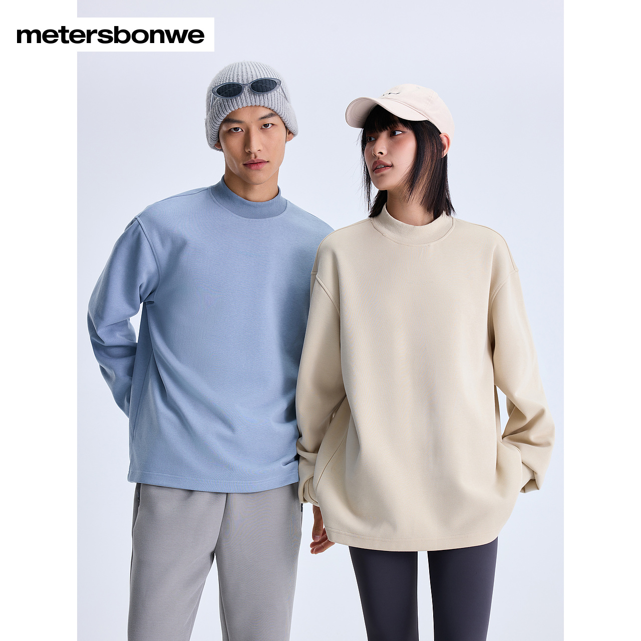 美特斯邦威小高领套头卫衣男女同款2024秋季新款简约纯色上衣