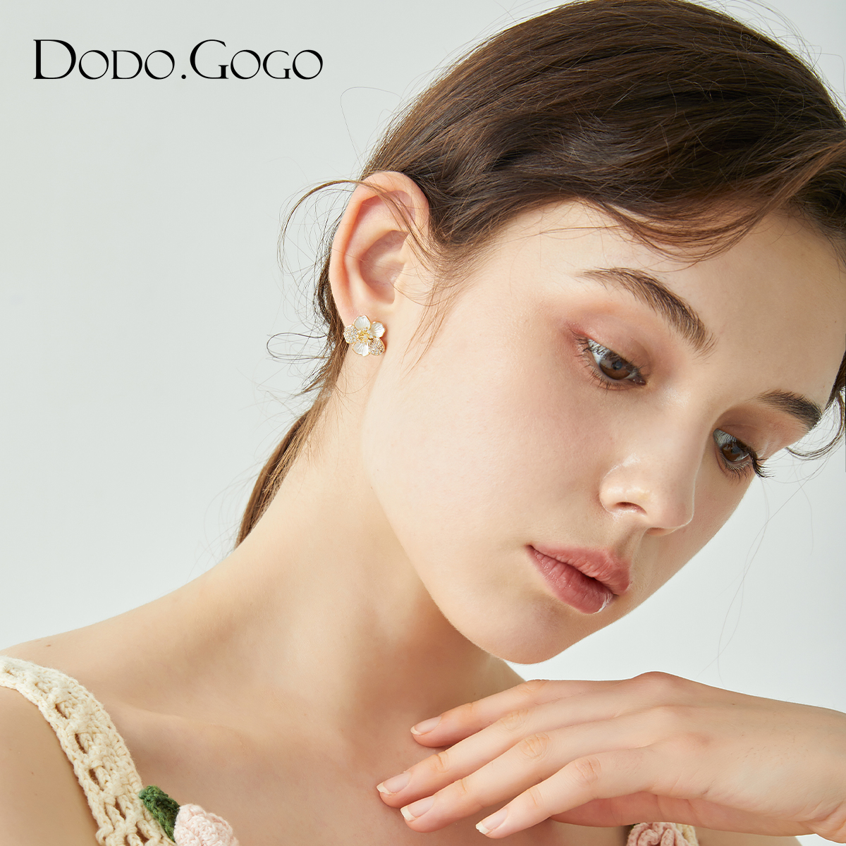 DODOGOGO撞色花朵耳环女2024新款设计感耳夹独特耳钉轻奢高级耳饰 - 图2